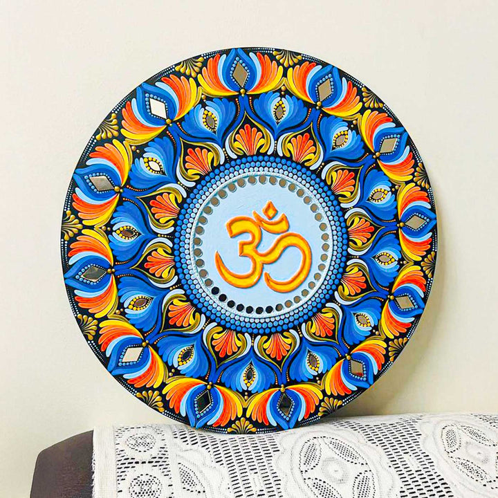 Hand-Painted Dot Mandala Fusion Theme MDF Wood Wall Plate