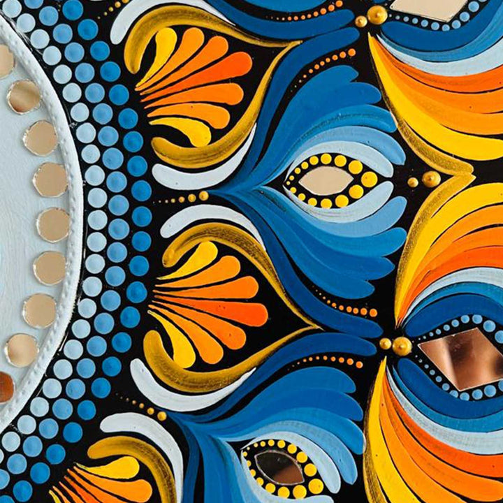 Hand-Painted Dot Mandala Fusion Theme MDF Wood Wall Plate
