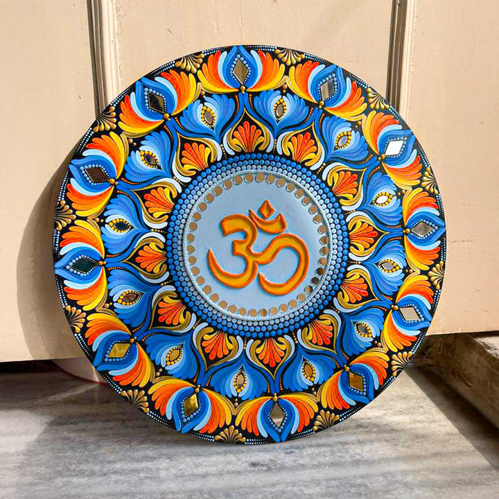 Hand-Painted Dot Mandala Fusion Theme MDF Wood Wall Plate