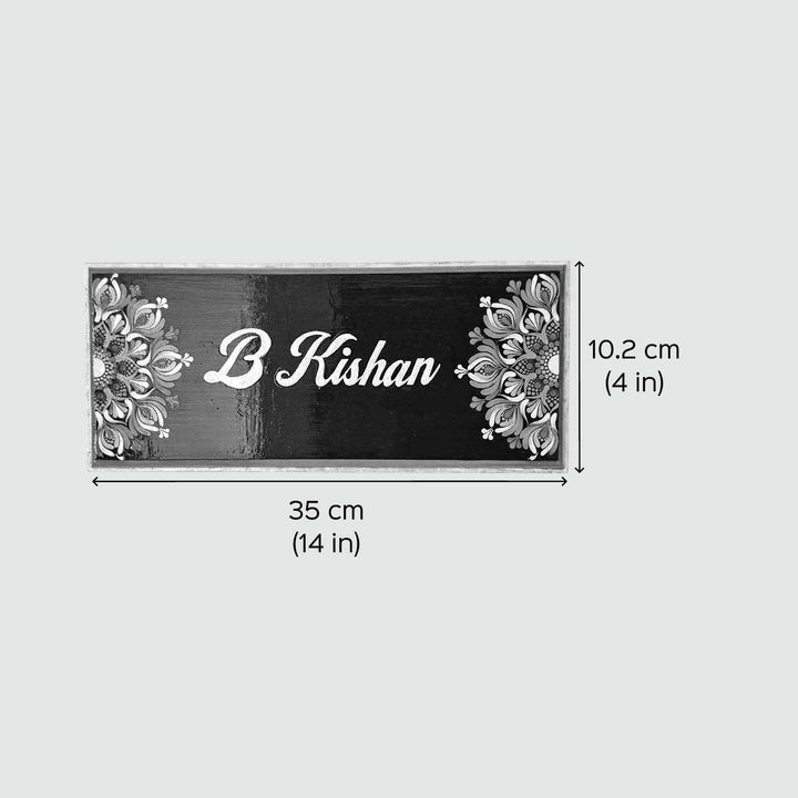 Personalized Hand-Painted Dot Mandala Rectangle Sleek Mdf Wood Name Plate