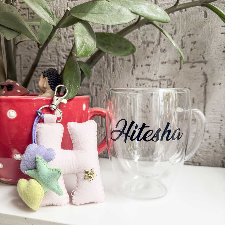 Personalized Initials Felt Keychain & Cup