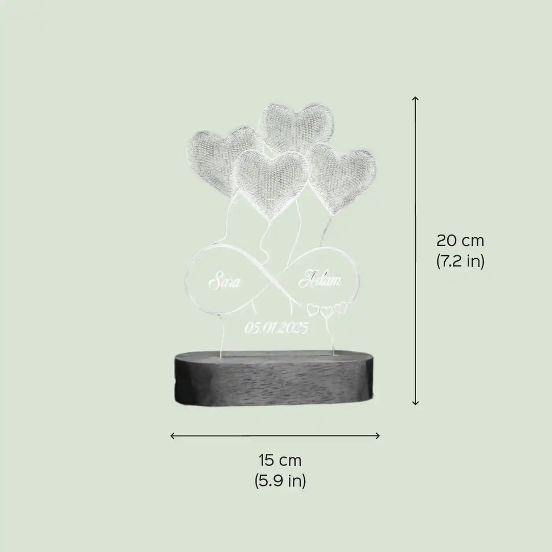 Personalized Heart Theme Acrylic Table Lamp