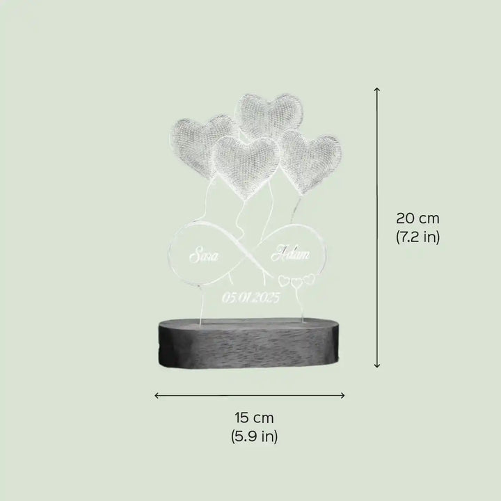 Personalized Heart Theme Acrylic Table Lamp