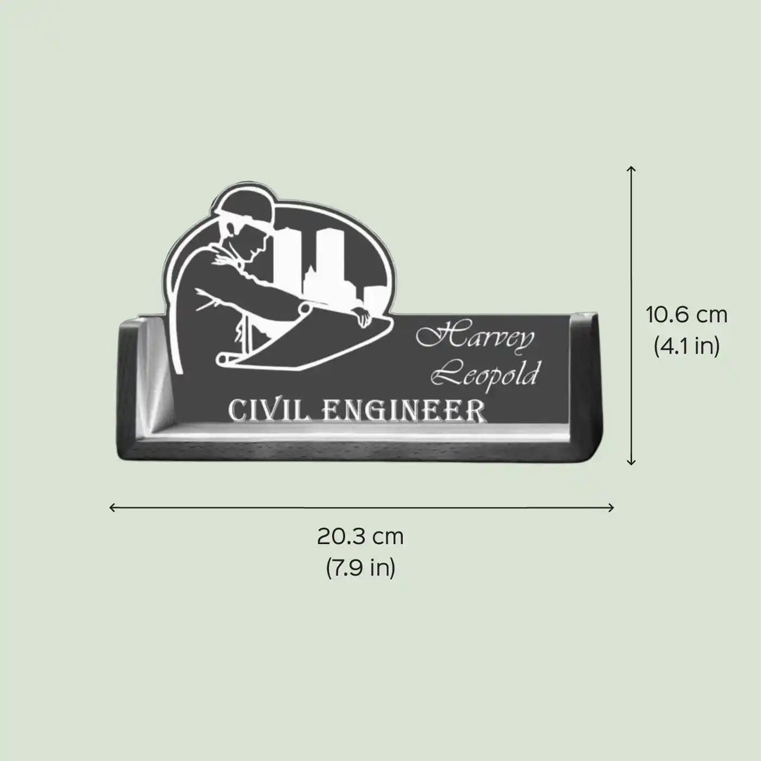 Personalized Civil Engineer Theme Acrylic Name Plate