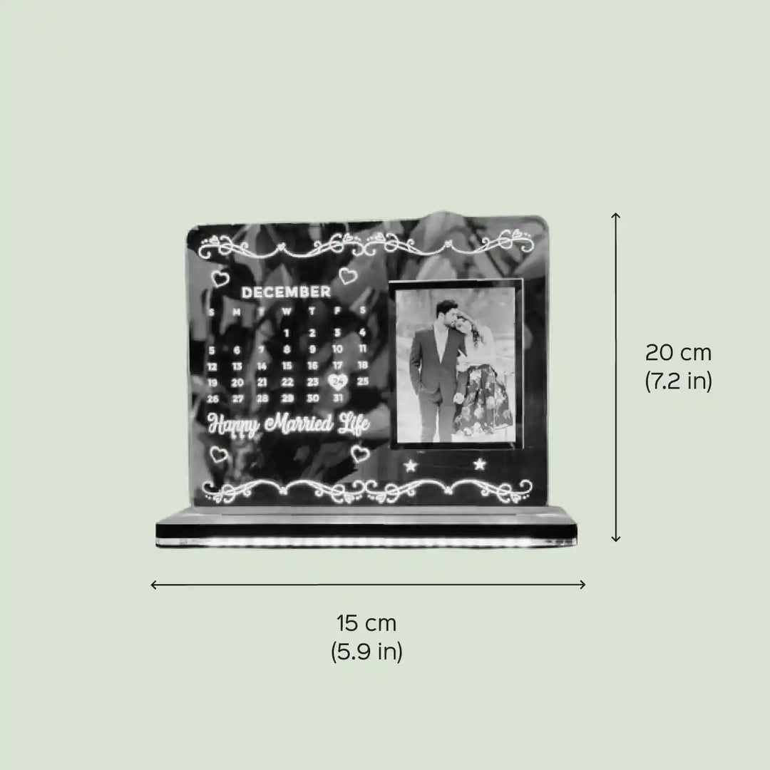 Photo Personalized Printed Calendar Theme Acrylic Table Lamp