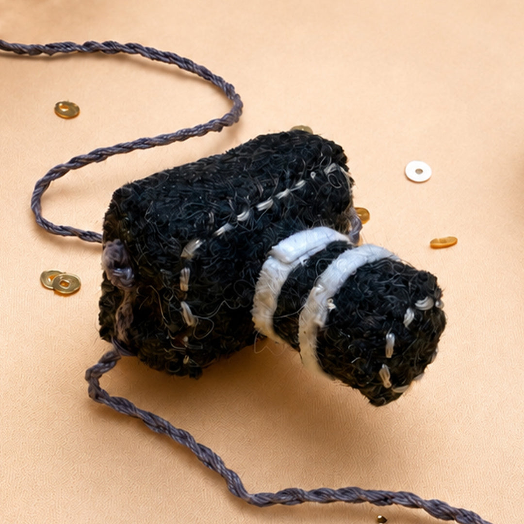 Hand Embroidered Camera Rakhi With Magnet For Brother