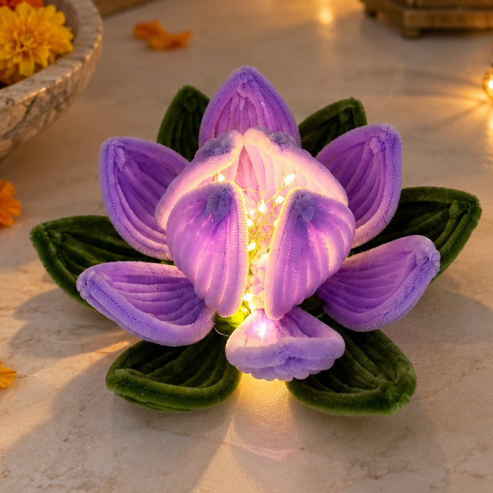 Handcrafted Phool Bai Lavender Lotus Pipe Cleaner LED Tealight Holder