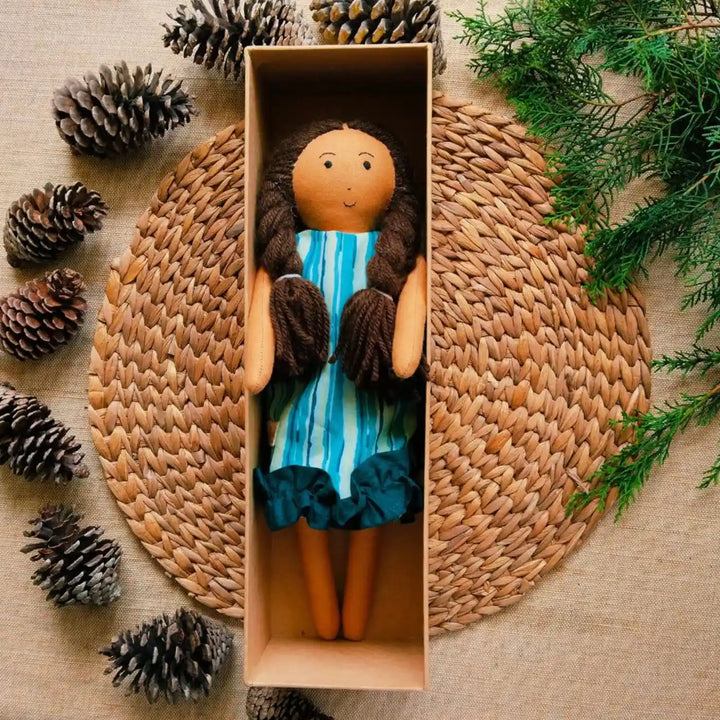 Nilah in Frill Dress With Changeable Outfits | Soft Hand-Stitched Sustainable Indian Play Doll
