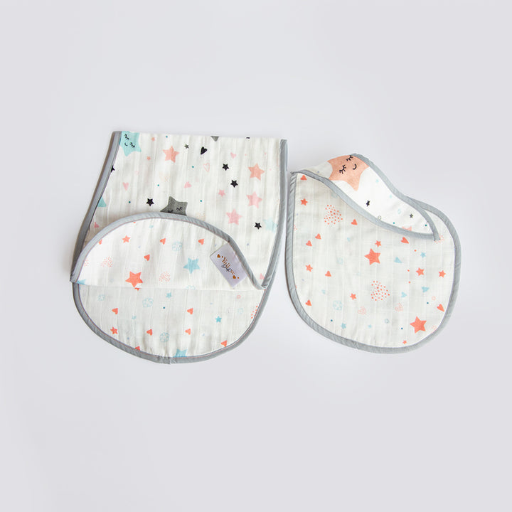 Personalized Twinkly Stars Bib & Burp Set | 0-4 Years