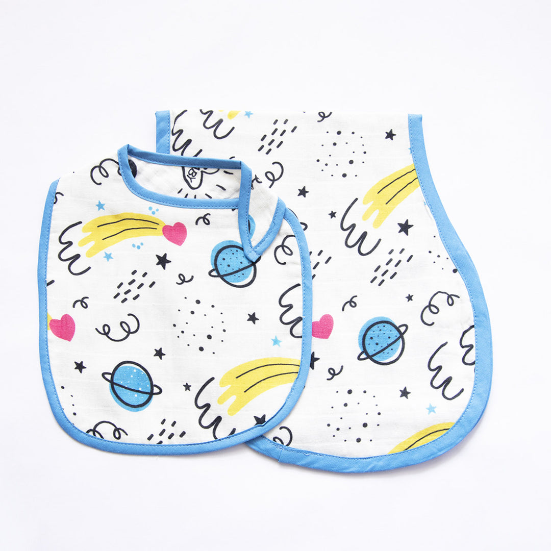 Personalized Doodle Hearts Bib & Burp Set | 0-4 Years