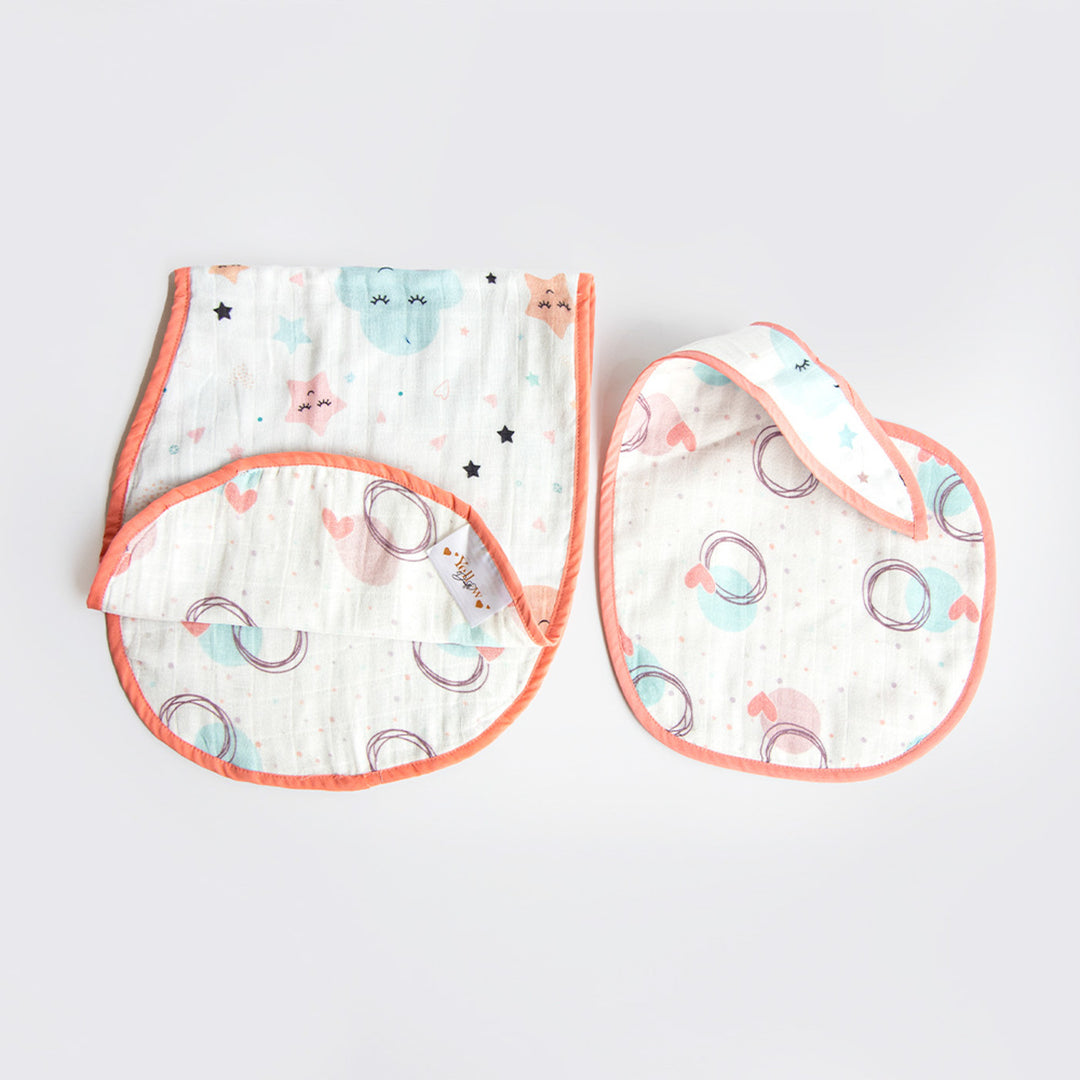 Personalized Sky Theme Bib & Burp Set | 0-4 Years