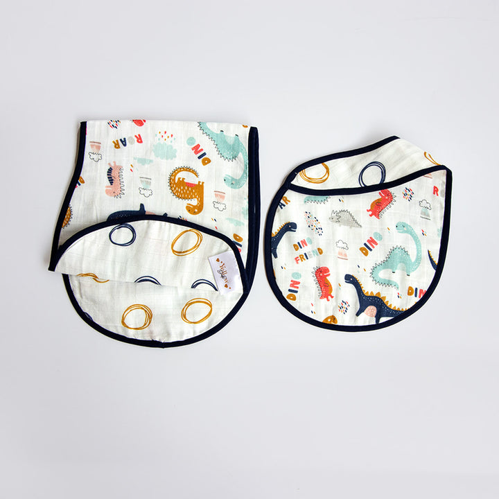 Personalized Dino Friend Bib & Burp Set | 0-4 Years