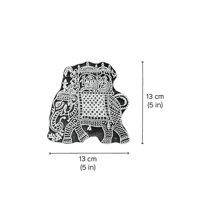 Handmade Carved Elephant Wooden Block Tealight Holder | Set Of 2