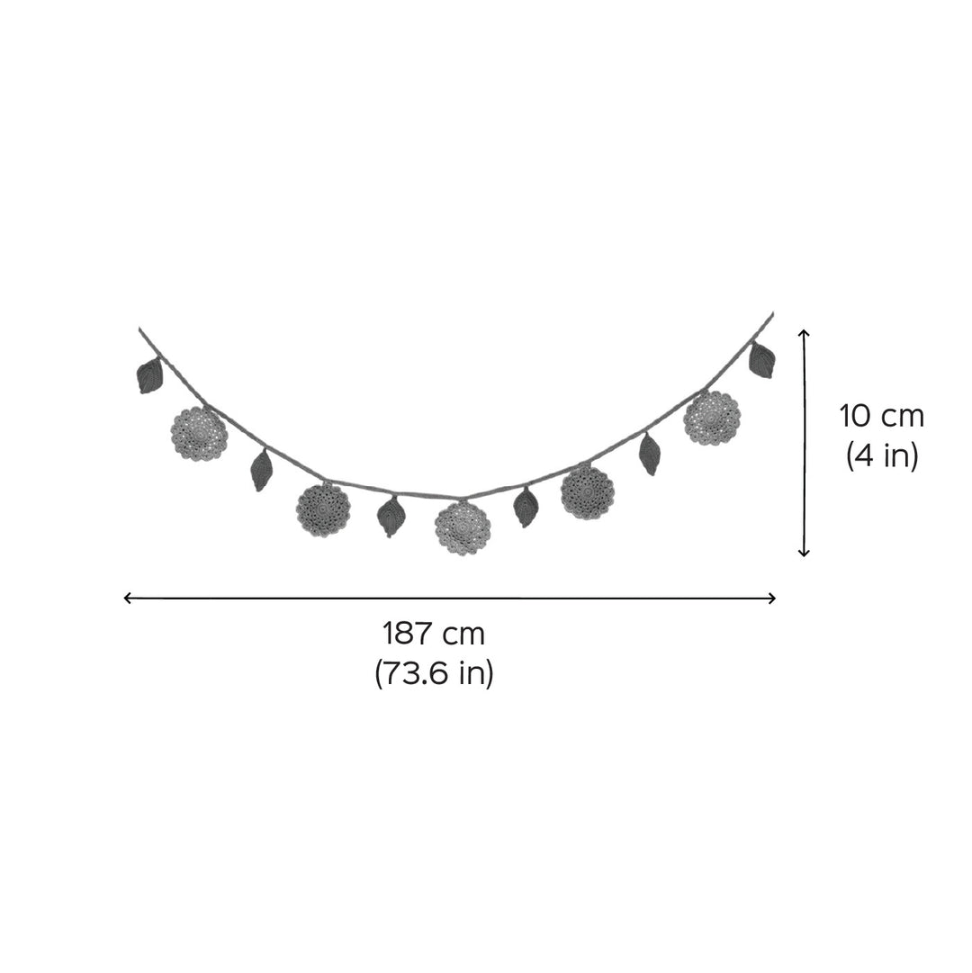 Handmade Crochet Star Themed Felt Bunting - Dimension Chart with Garland