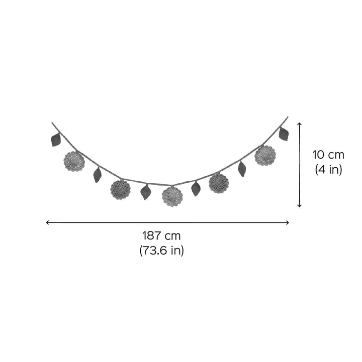 Handmade Crochet Star Themed Felt Bunting - Dimension Chart with Garland