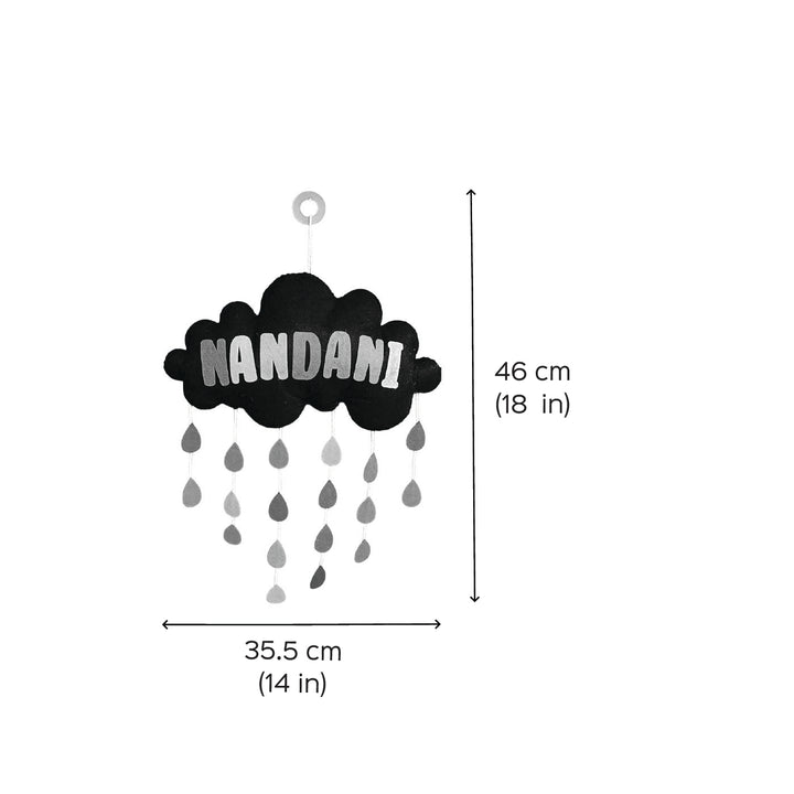 Personalized Handmade Cloud with Raindrops Felt Kids Name Plate