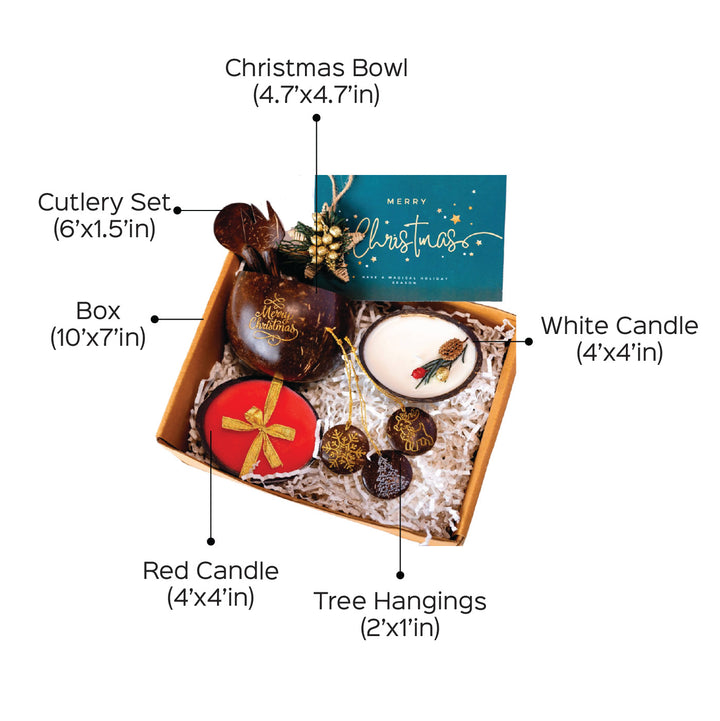Eco-Friendly Handmade Christmas Coconut Shell Gift Hamper | Set Of 8