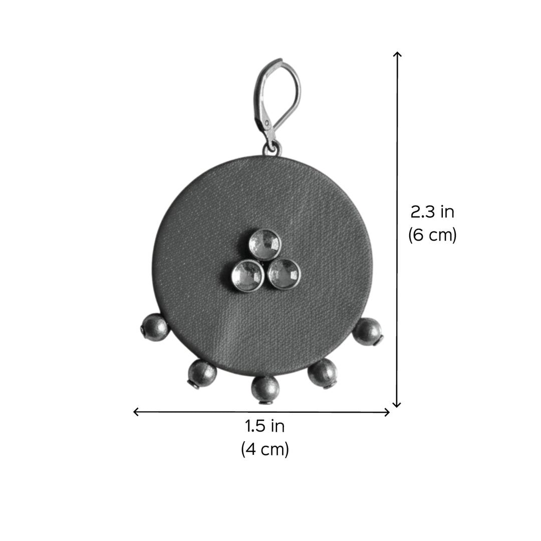 Handmade Beaded Round Gaji Silk Earrings