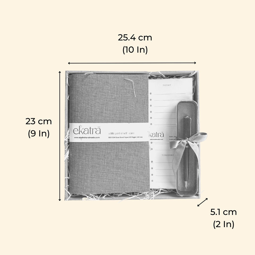 Sustainable Handmade Grey Solid Productivity Stationary Hamper