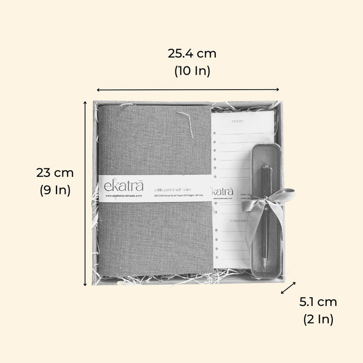 Sustainable Handmade Grey Solid Productivity Stationary Hamper