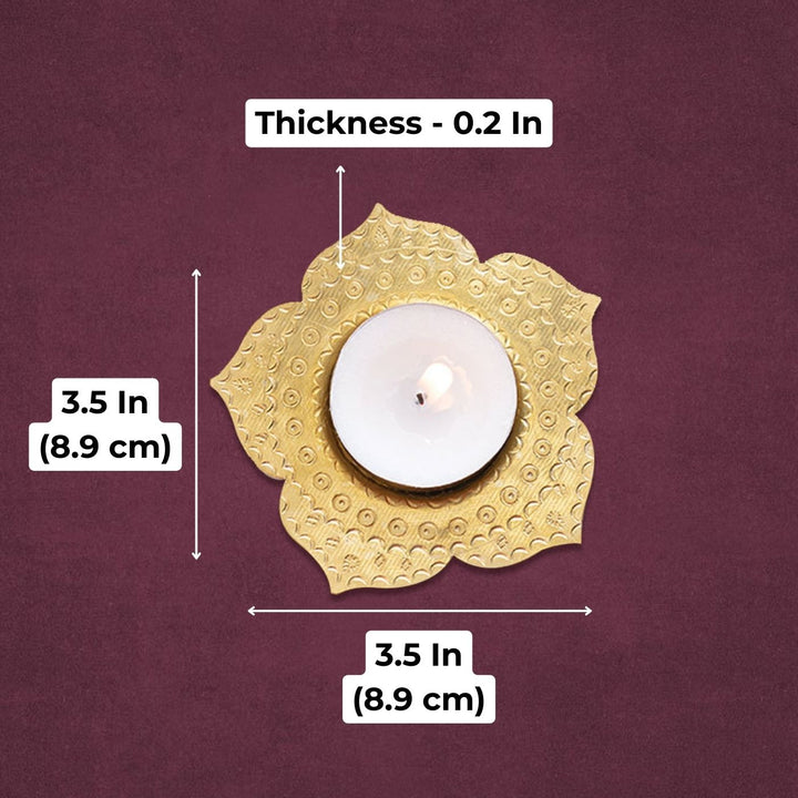 Brass Hand Patterened Phool Tealight holder | Set of 6