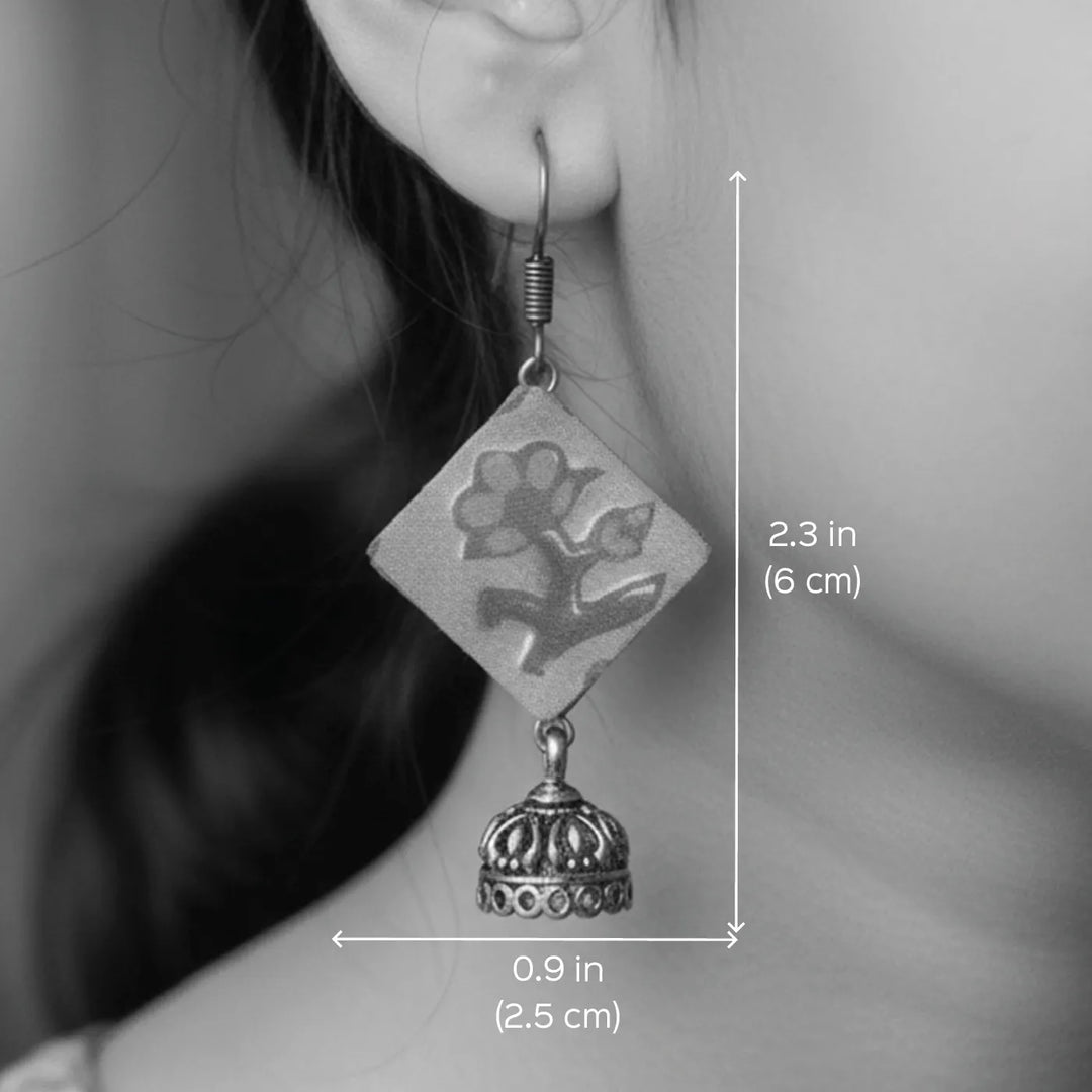 Handmade Cotton Motif Jhumki Earrings