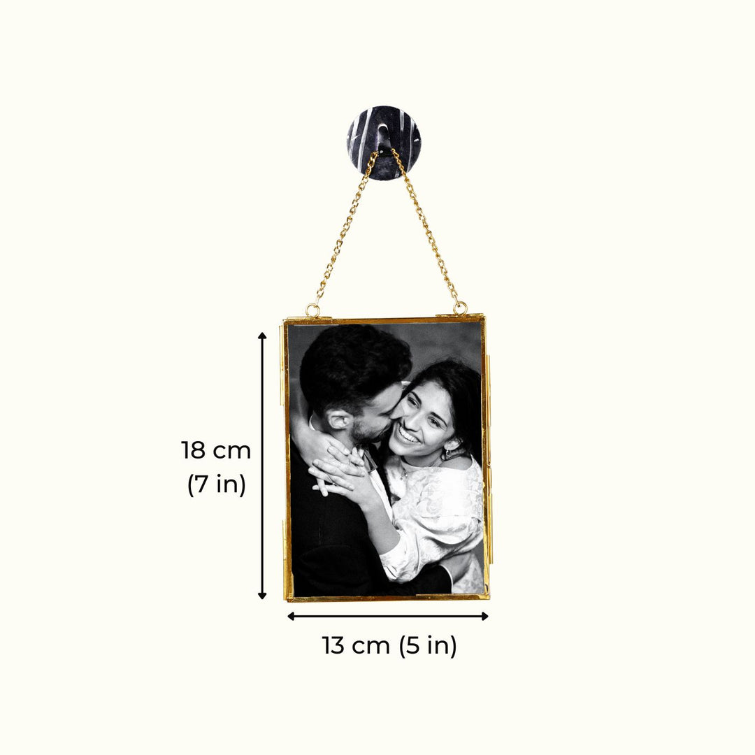 Personalised Engraved Vintage Brass Photo Frame with Black & White Photo