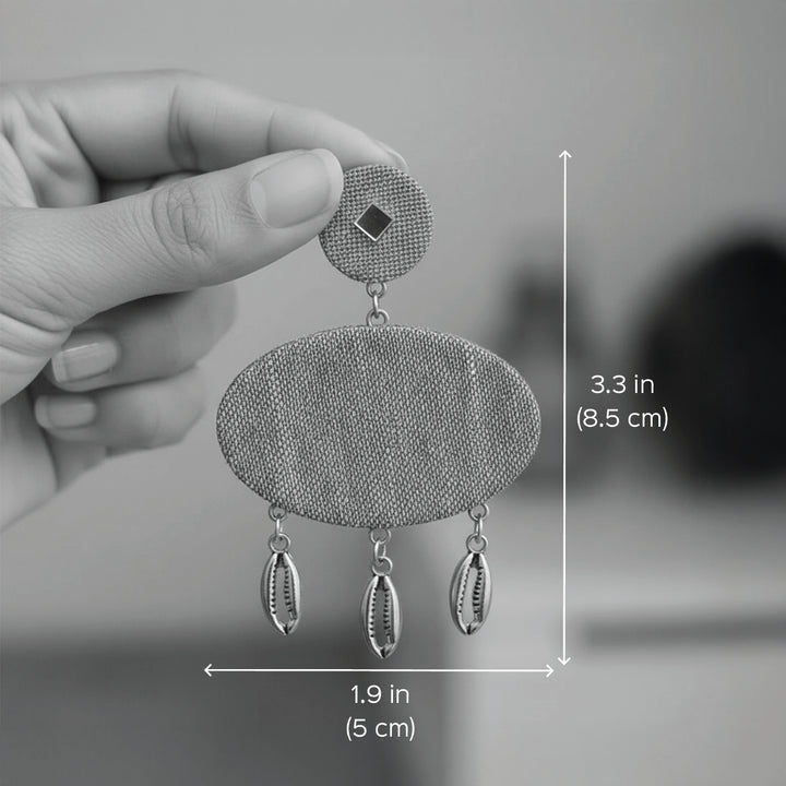 Handmade Denim Shell Drop Earrings