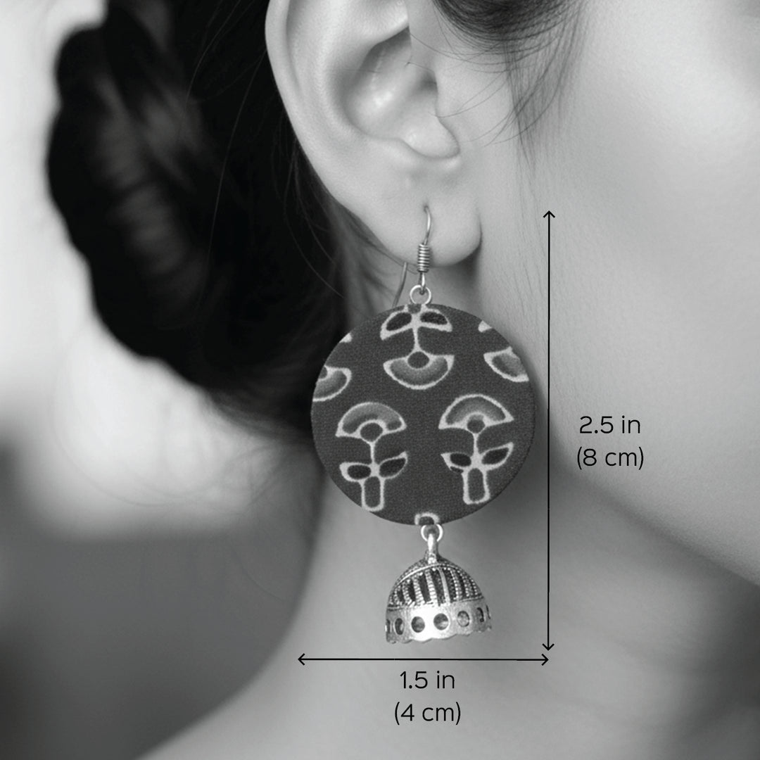 Handmade Block Printed Fabric Jhumki Earrings