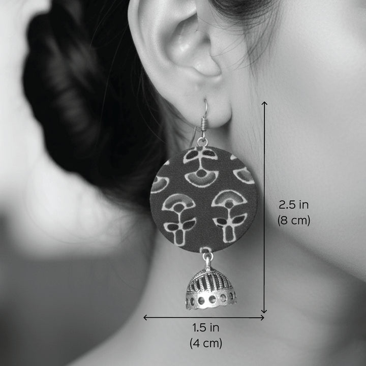 Handmade Block Printed Fabric Jhumki Earrings