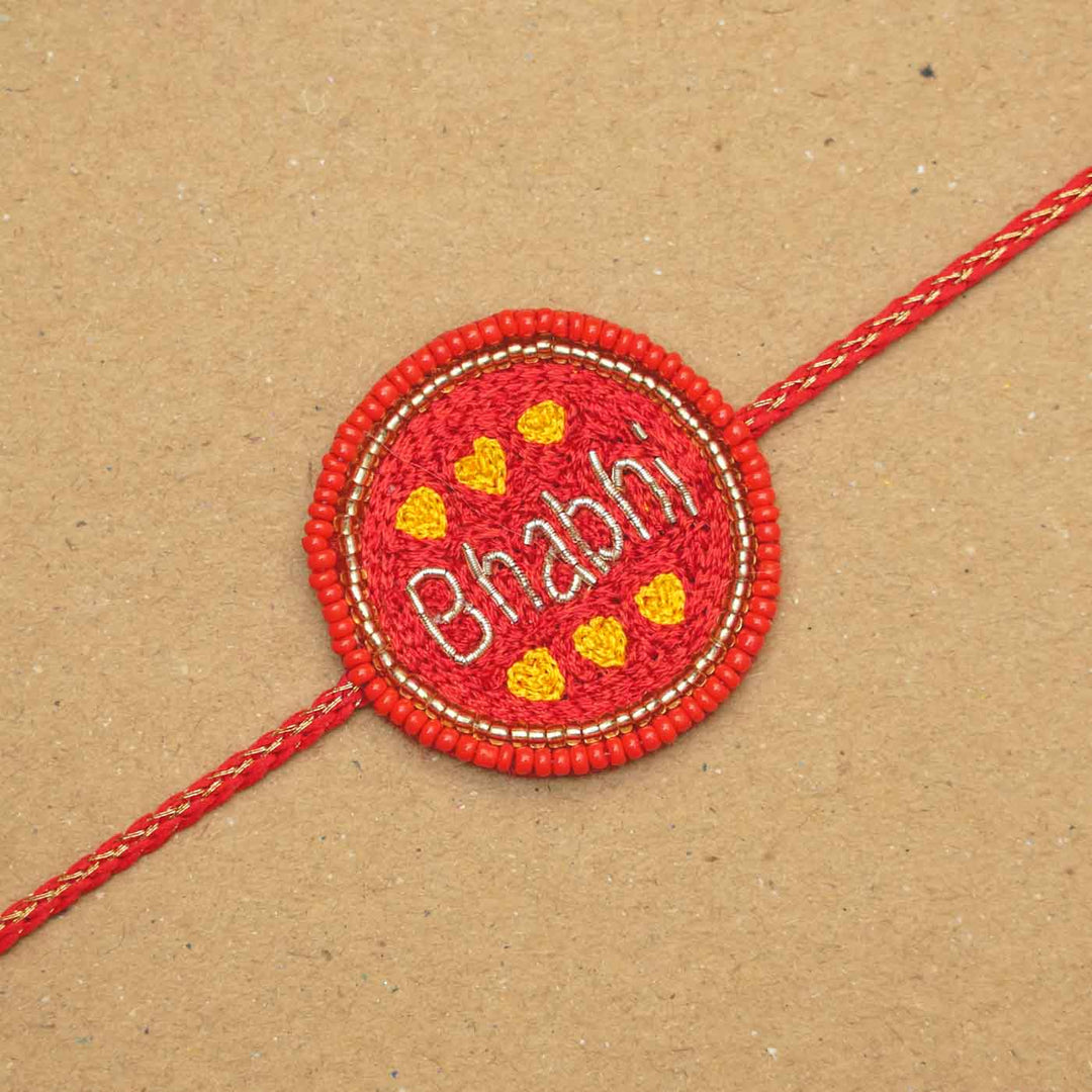 Handmade Beaded Bhabhi Rakhi With Roli Chawal