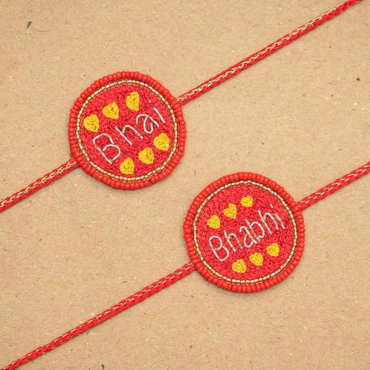 Handmade Beaded Rakhi Hamper For Bhaiya and Bhabhi | Set of 3