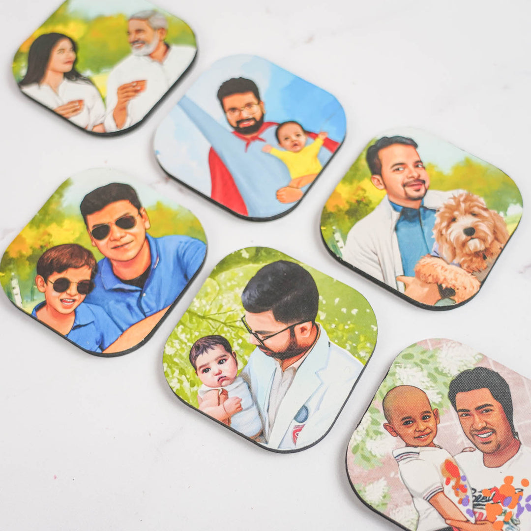 Photo Personalized Hand-Painted Pet Dad Theme MDF Wood Fridge Magnet