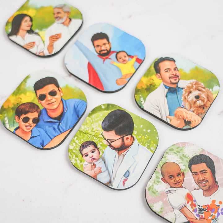 Photo Personalized Hand-Painted Pet Dad Theme MDF Wood Fridge Magnet