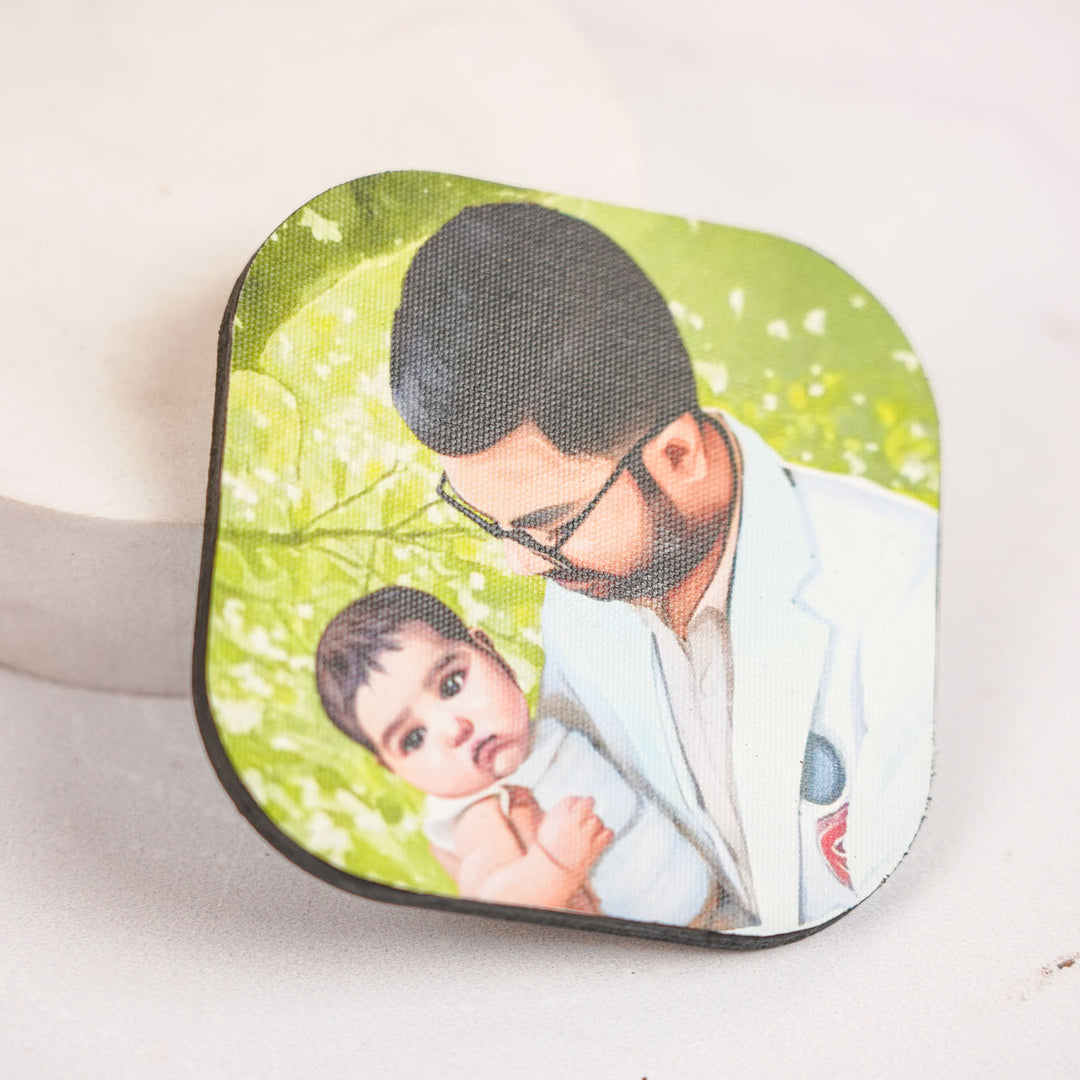 Photo Personalized Hand-Painted Dad Theme MDF Wood Fridge Magnet