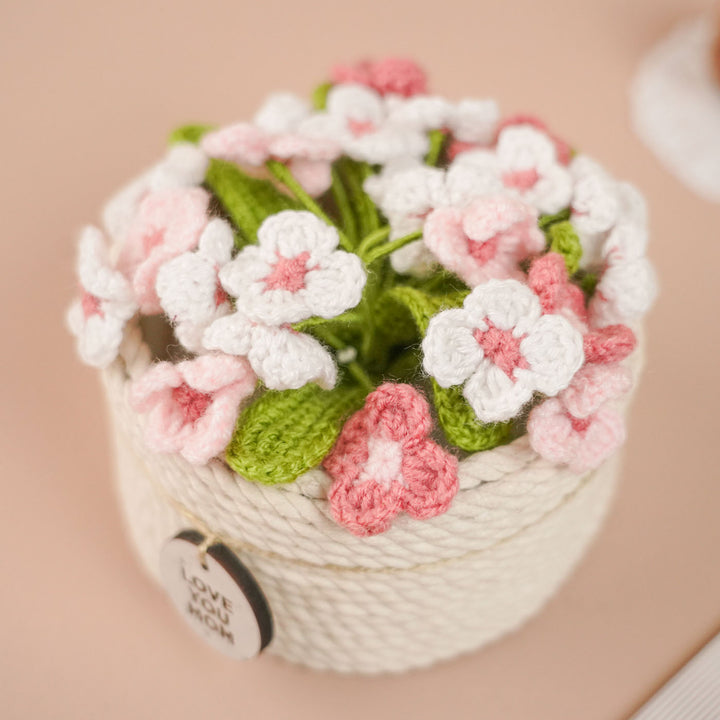 Personalized Handmade Crochet Large Flower Plant Pot With Message Card