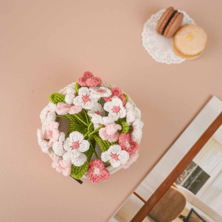 Personalized Handmade Crochet Large Flower Plant Pot With Message Card