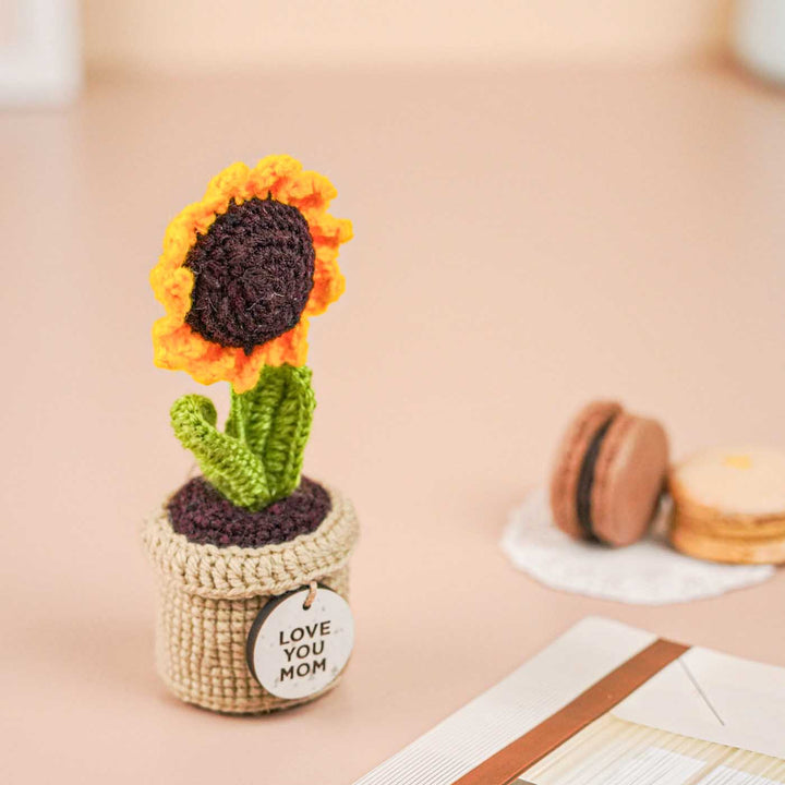 Handmade Crochet Large Sunflower Plant Pot