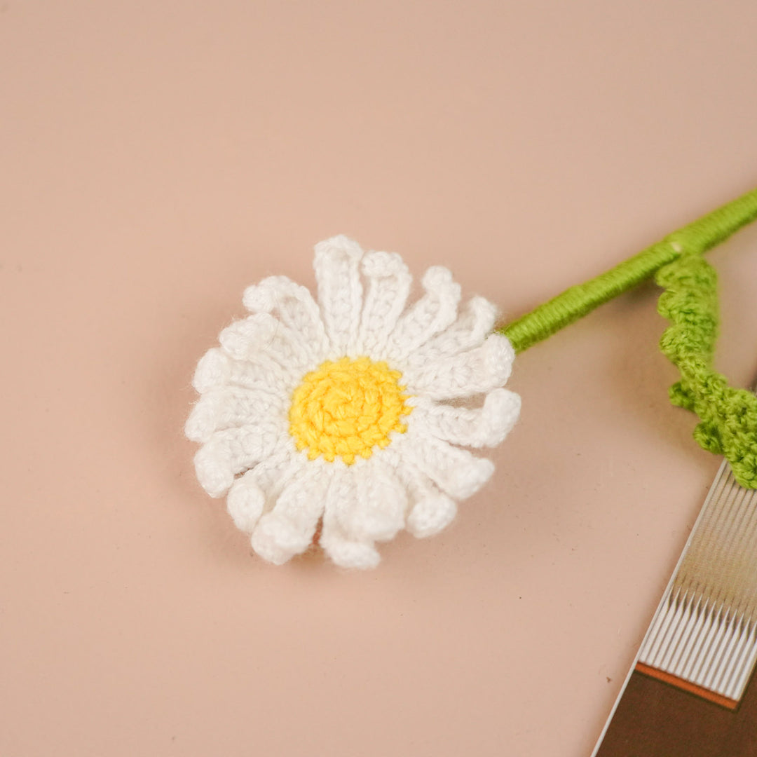 Handmade Crochet Single Daisy Jute Flower Bouquet
