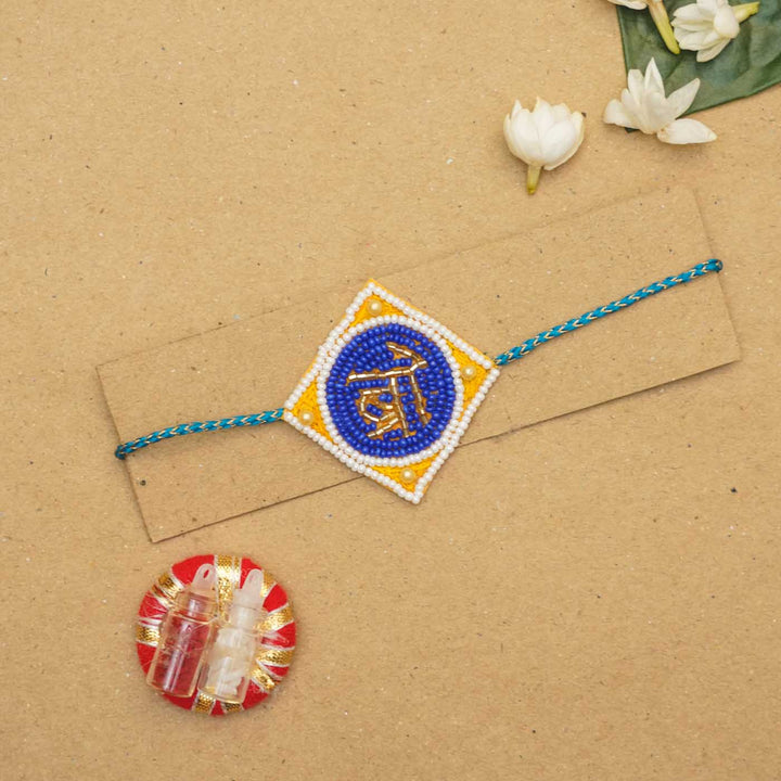Handmade Beaded Bro Rakhi With Roli Chawal