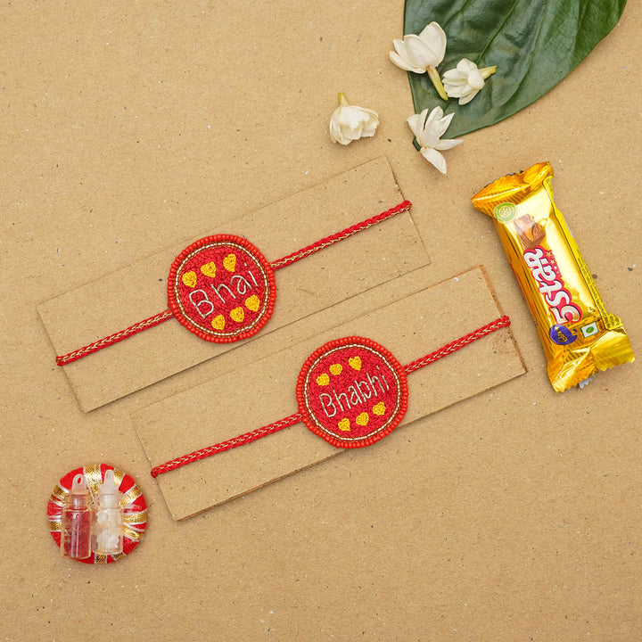 Handmade Beaded Rakhi Hamper For Bhaiya and Bhabhi | Set of 3