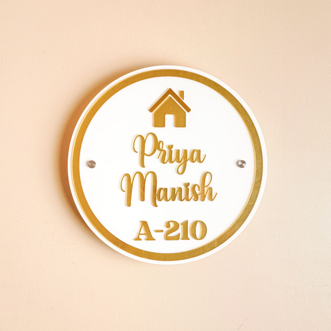 Personalized Round White Mirror Acrylic Name Plate