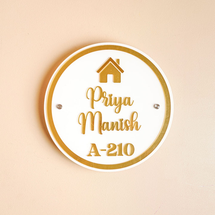 Personalized Round White Mirror Acrylic Name Plate