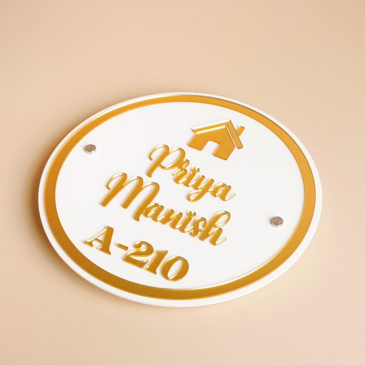 Personalized Round White Mirror Acrylic Name Plate