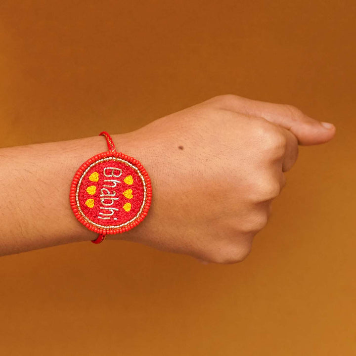 Handmade Beaded Bhabhi Rakhi With Roli Chawal