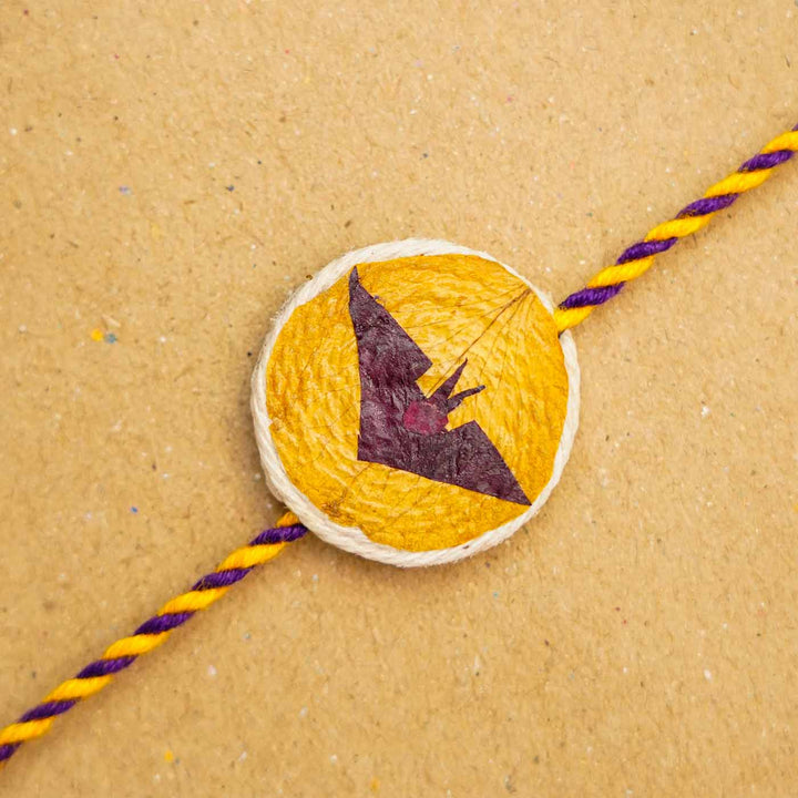 Handmade Eco-friendly Superhero Pressed Flower Rakhi with Roli Chawal
