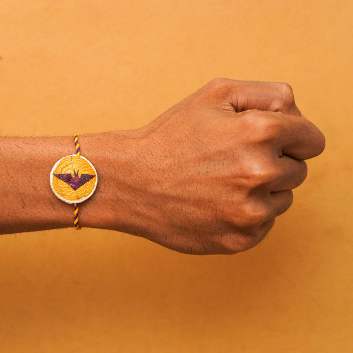 Handmade Eco-friendly Superhero Pressed Flower Rakhi with Roli Chawal