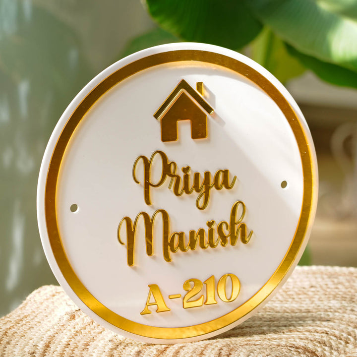 Personalized Round White Mirror Acrylic Name Plate