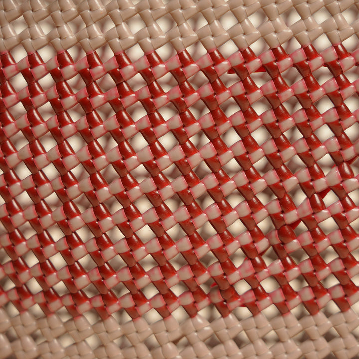 Grey And Brown Horizontal Stripes Handmade Wire Koodai Tote Bag