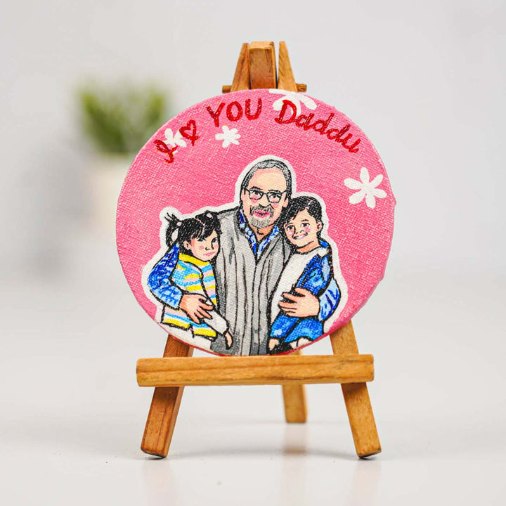 Photo Personalized Hand-Painted Father And Children Canvas Fridge Magnet